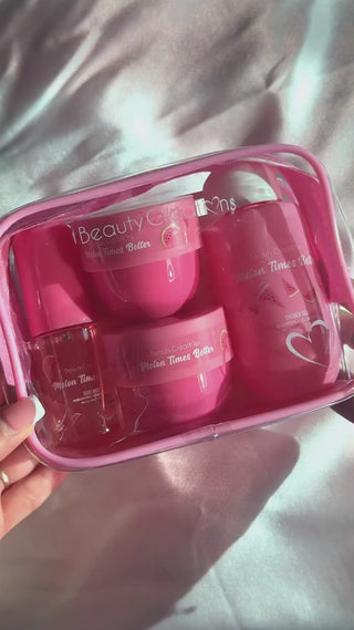 Have you tried our new Sweet Dose Body Sets? Featuring a Body Mist, Body Scub, Body Lotion and Body Wash 💕 Perfect for on the go 👜 

Available in 4 scents:

🍉 Watermelon
🍑 Peach
🍒 Cherry 
🍓 Strawberry