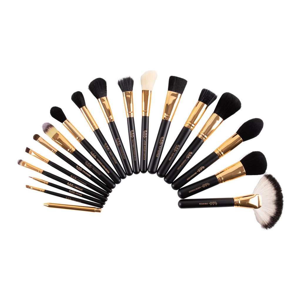 18pc black/gold brush set - BEAUTY CREATIONS