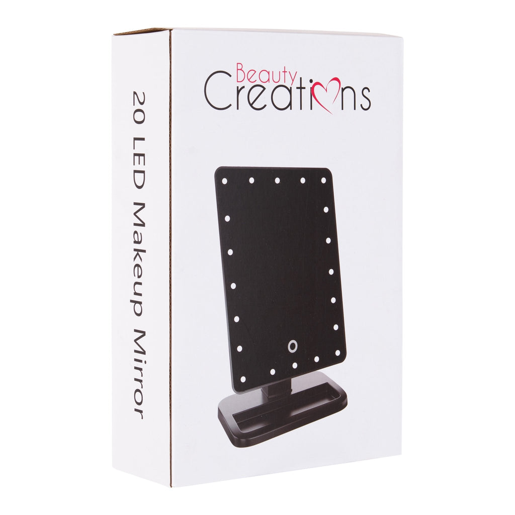 20 LED Touch Small Mirror - BLACK - BEAUTY CREATIONS