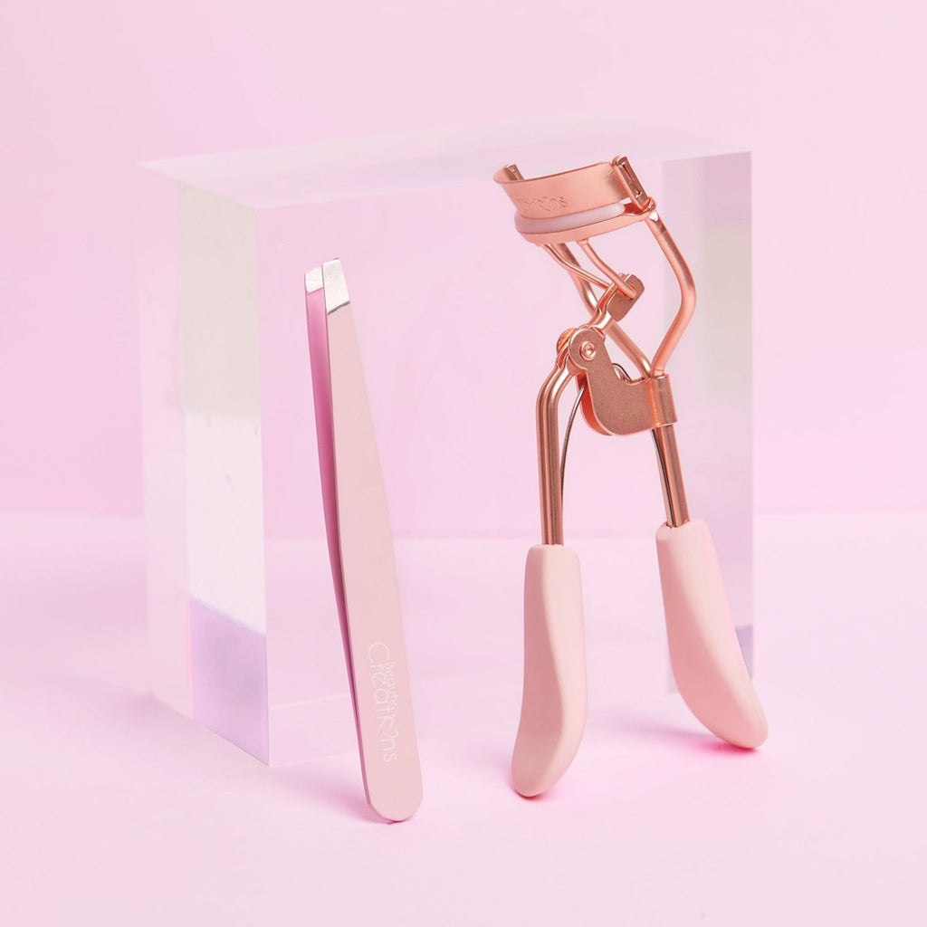 Light Pink Eyelash Curler and Tweezer Set - BEAUTY CREATIONS